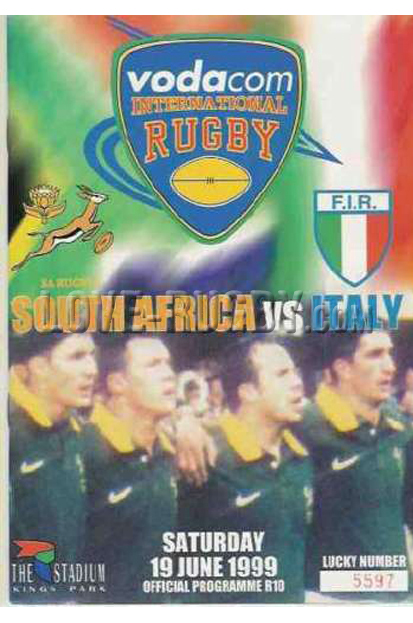 1999 South Africa v Italy  Rugby Programme